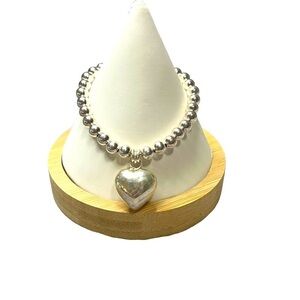 Sterling Heart Bracelet with Bead Design
